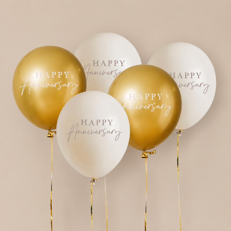 Anniversary 12-Inch Latex Balloons - Pack of 5