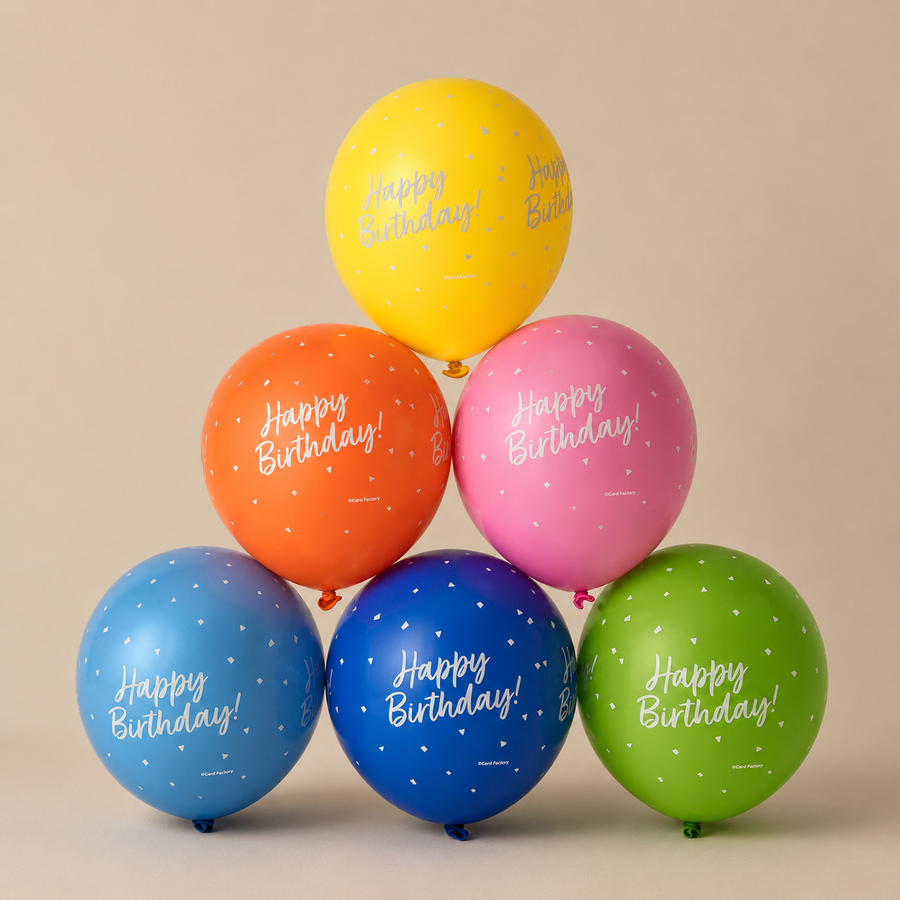 Latex Rainbow Happy Birthday Balloons - Pack of 6
