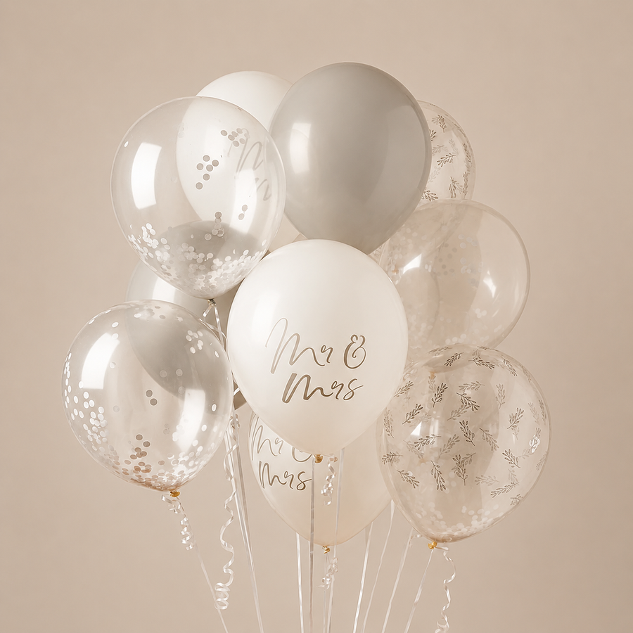 Mr & Mrs 12-Inch Latex Balloons - Pack of 12