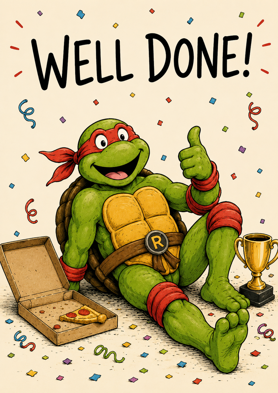 Funny TMNT Well Done Congratulations Card