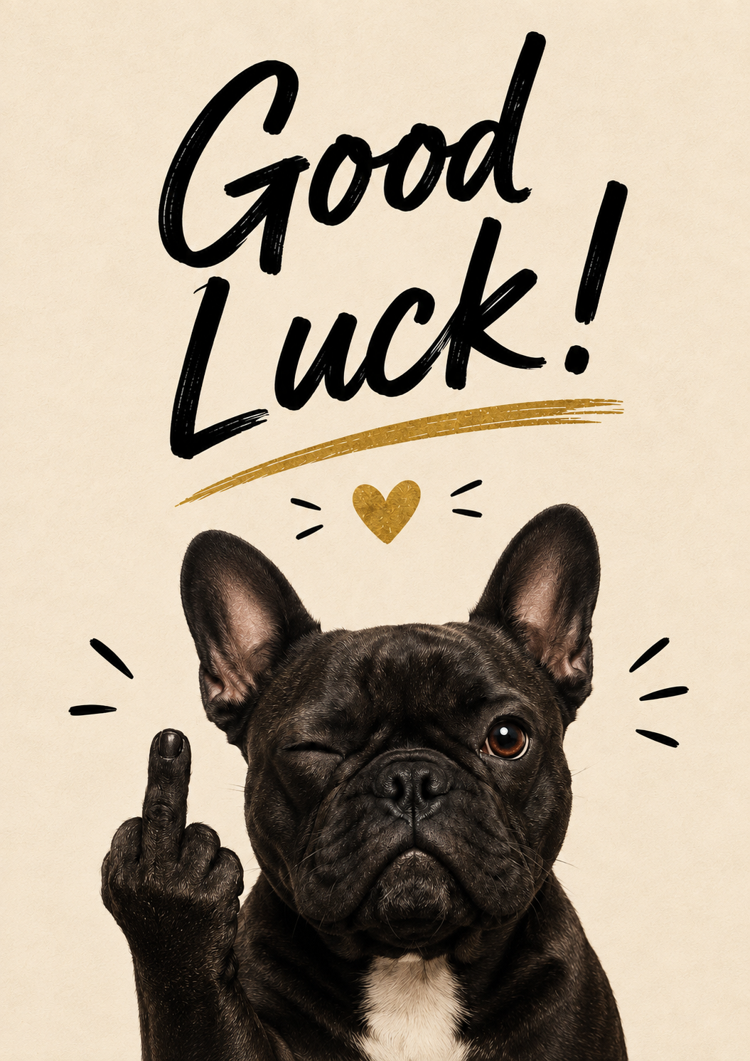 Funny Cheeky French Bulldog Good Luck Card