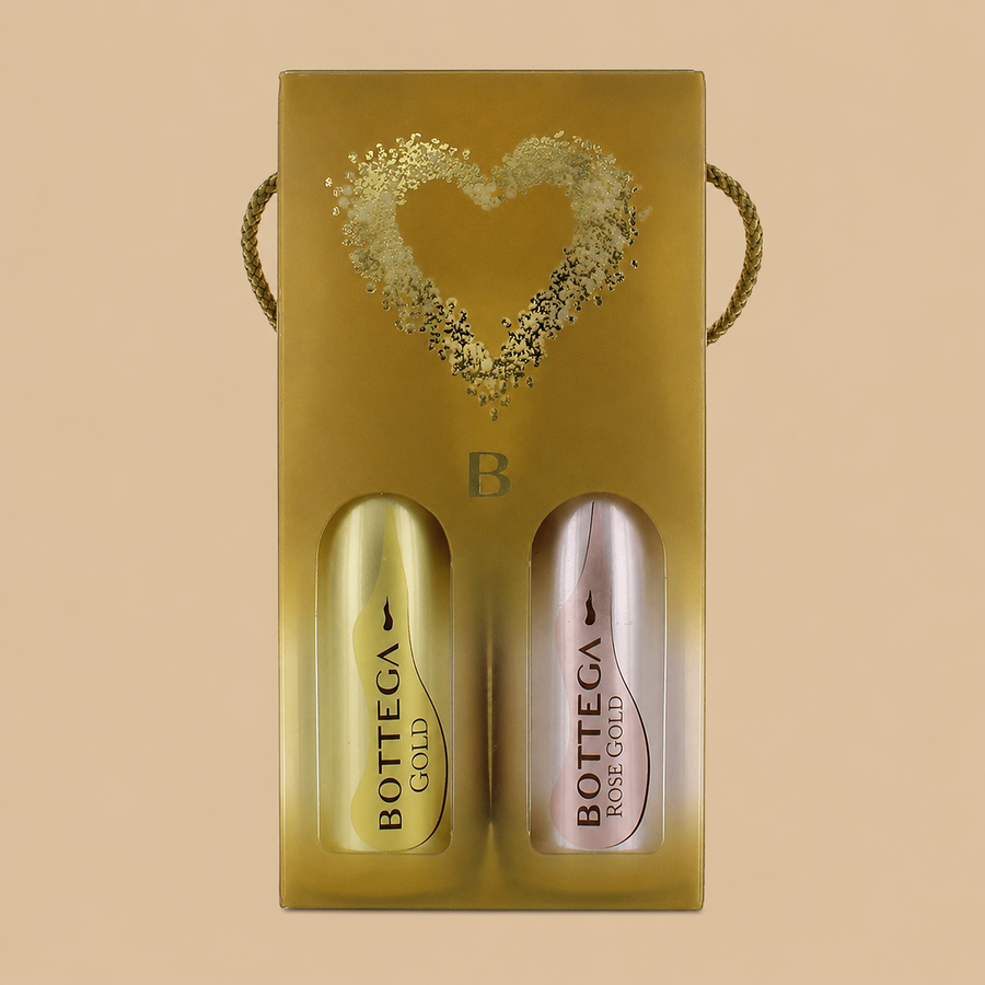 Bottega Glamour Birillo Gold & Rose Gold Prosecco Gift Set 2 x 200ml