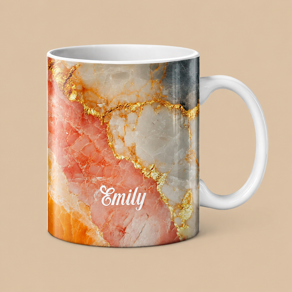 Personalised Rose Quartz Glow Marble Name Mug