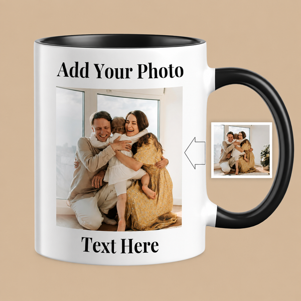 Personalised Photo & Name Mug – Black 11oz