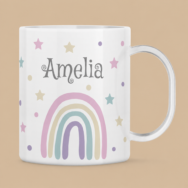 Personalised Rainbow Stars Children’s Mug – Unbreakable Polymer