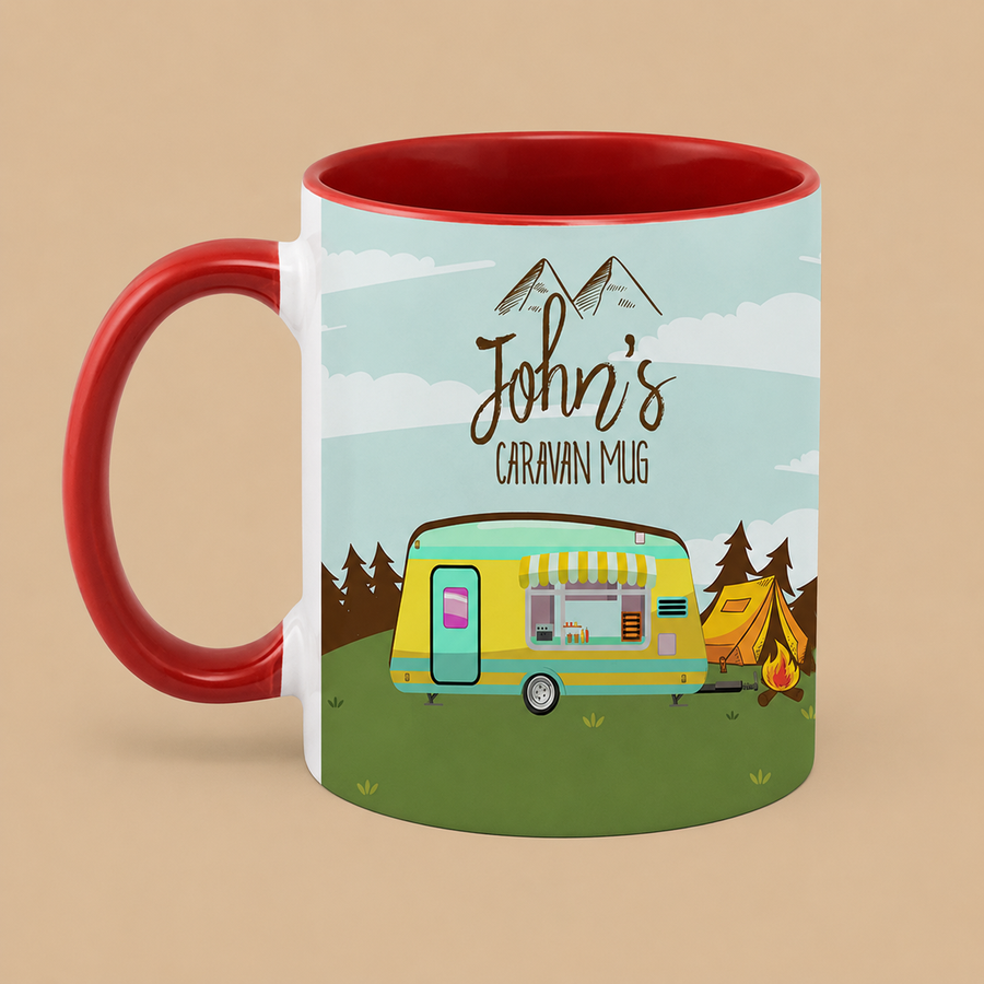 Personalised Caravan Name Mug – Red Interior