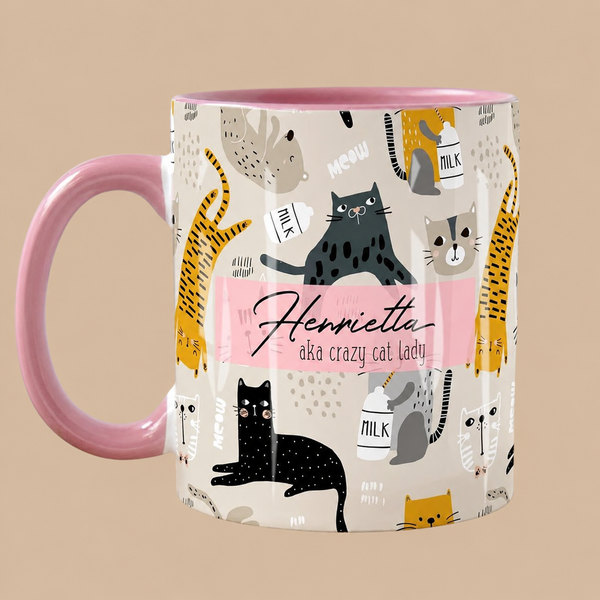 Personalised Crazy Cat Lady Name Mug