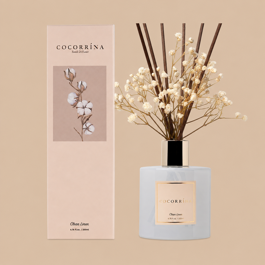 COCORRÍNA Clean Linen Reed Diffuser Set – 200ml