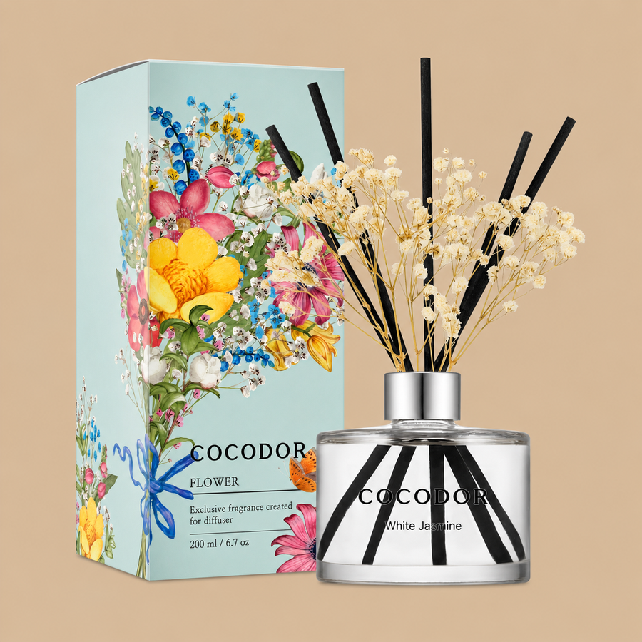 COCODOR White Jasmine Flower Reed Diffuser – 200ml