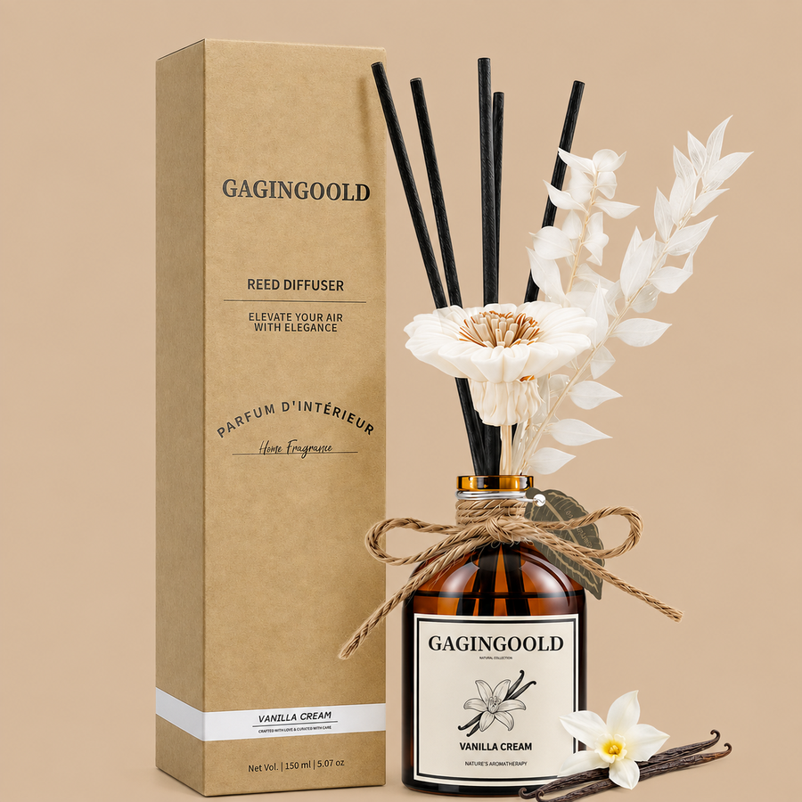 Vanilla Cream Reed Diffuser with Flower – 150ml