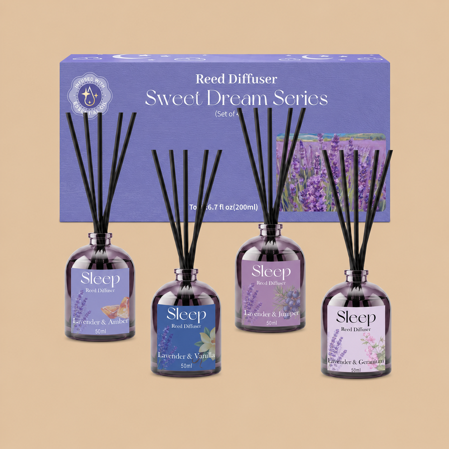 SCENTORINI Lavender Reed Diffuser Gift Set – 4 x 200ml