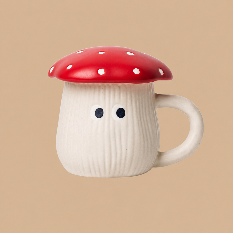 Cute Mushroom Mug with Lid – 300ml