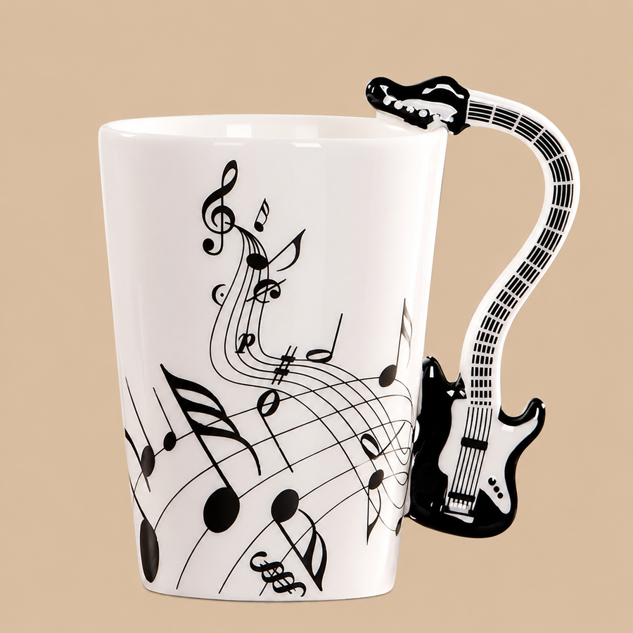 Black Electric Guitar Handle Music Mug – 8.5oz