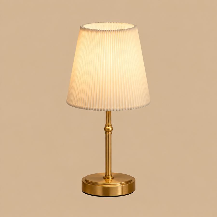 12-Inch Gold Touch Bedside Lamp with 3D Pleated Shade