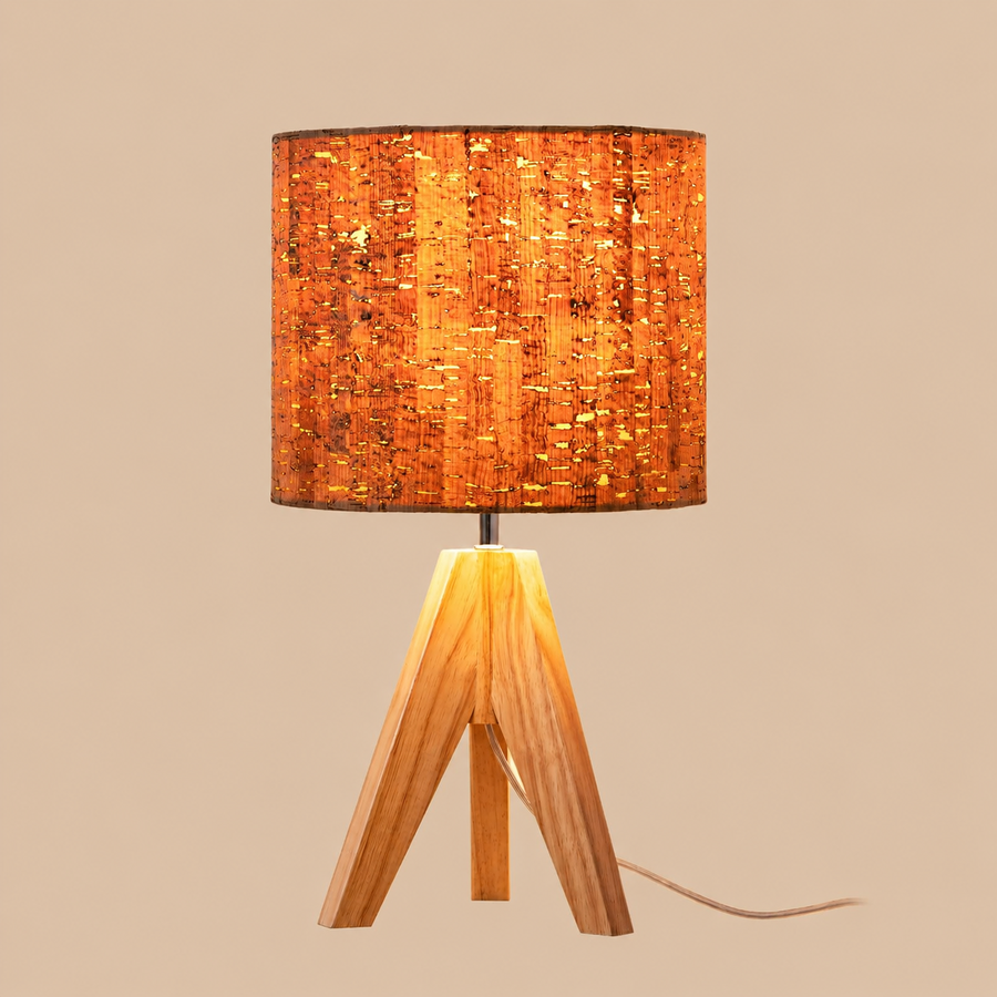 EDISHINE 36cm Wood Tripod Bedside Table Lamp