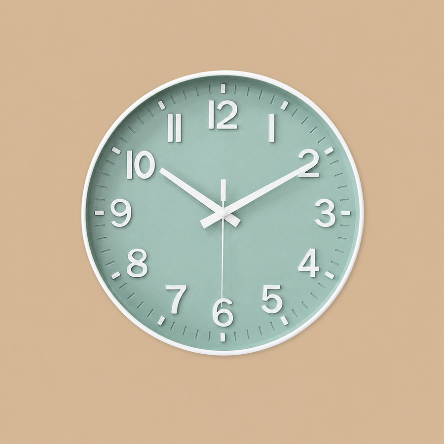 HZDHCLH Green & White Silent Wall Clock – 8 Inch
