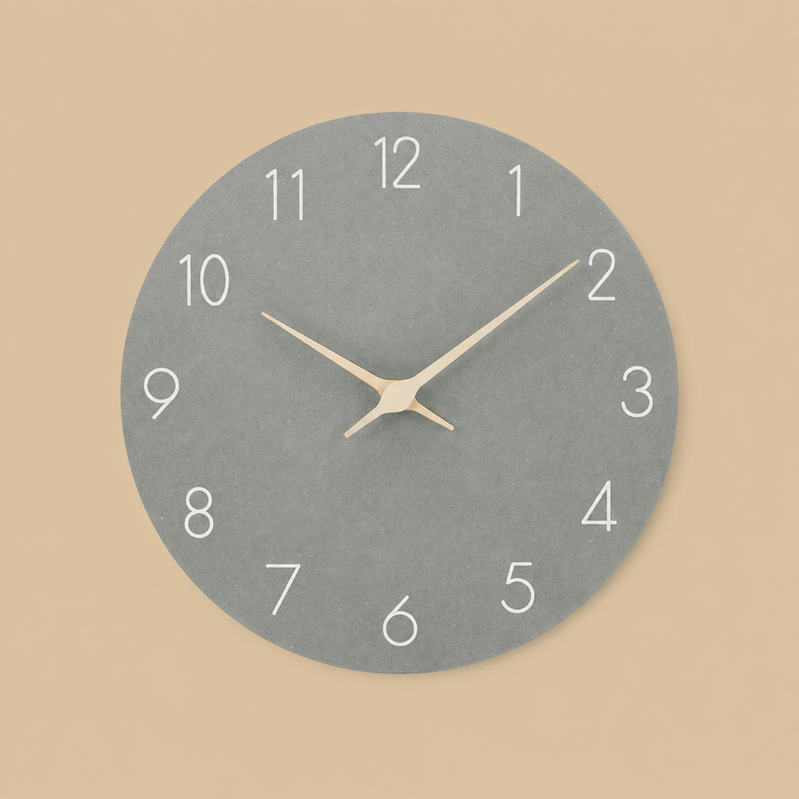 10-Inch Silent MDF Wooden  Grey Wall Clock