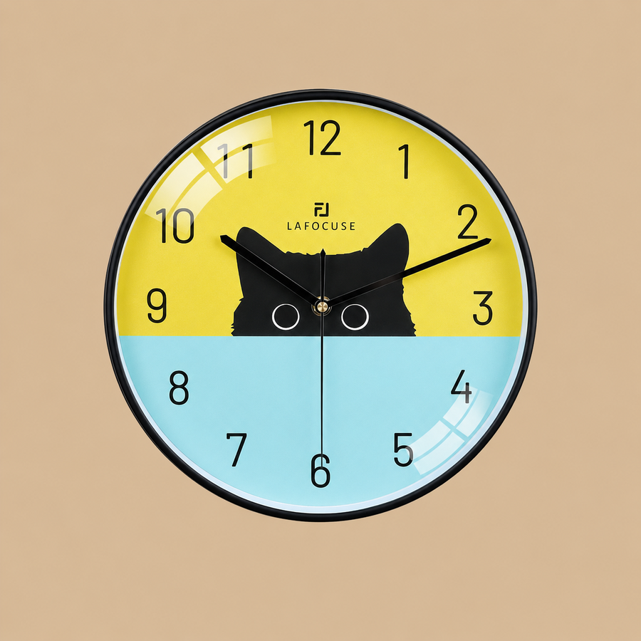 Lafocuse Black Cat Silent Wall Clock – 12 Inch
