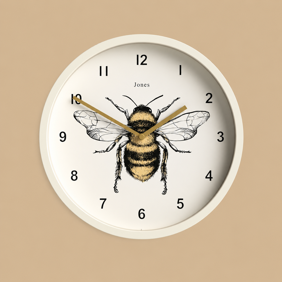 Jones Clocks Bee  White Wall Clock – 25cm