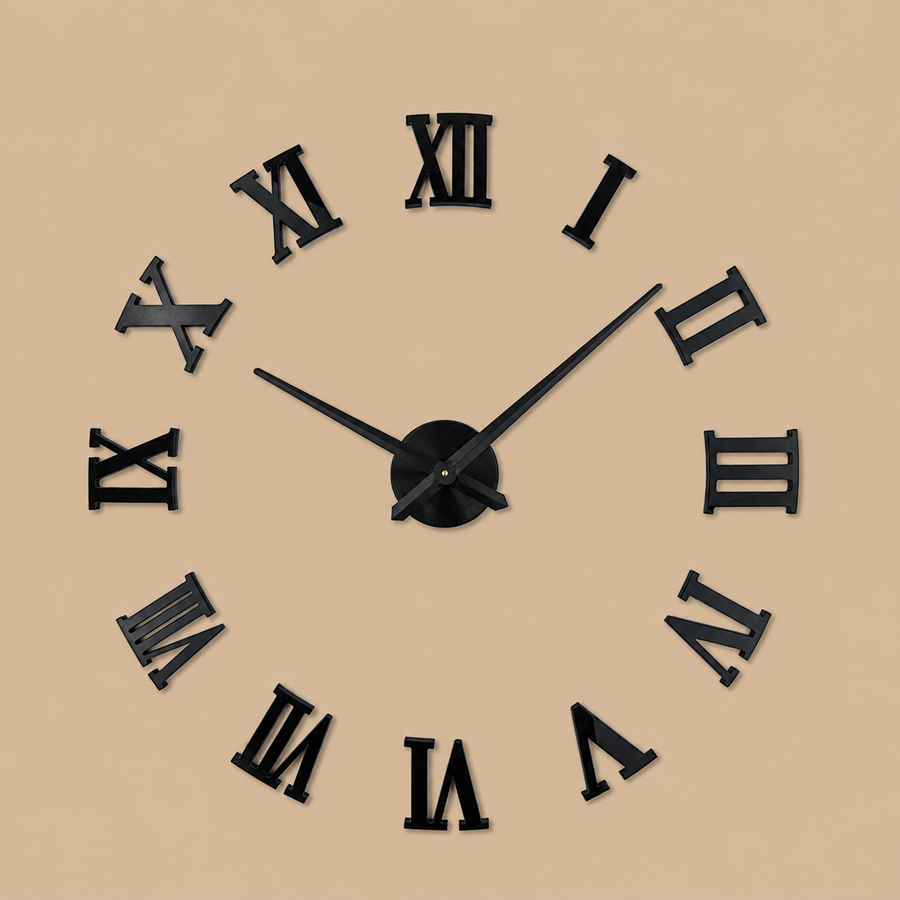 Timelike 3D DIY Frameless Roman Numeral Wall Clock