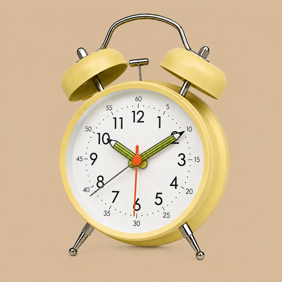 Mustard Yellow Twin Bell Alarm Clock – 4 Inch