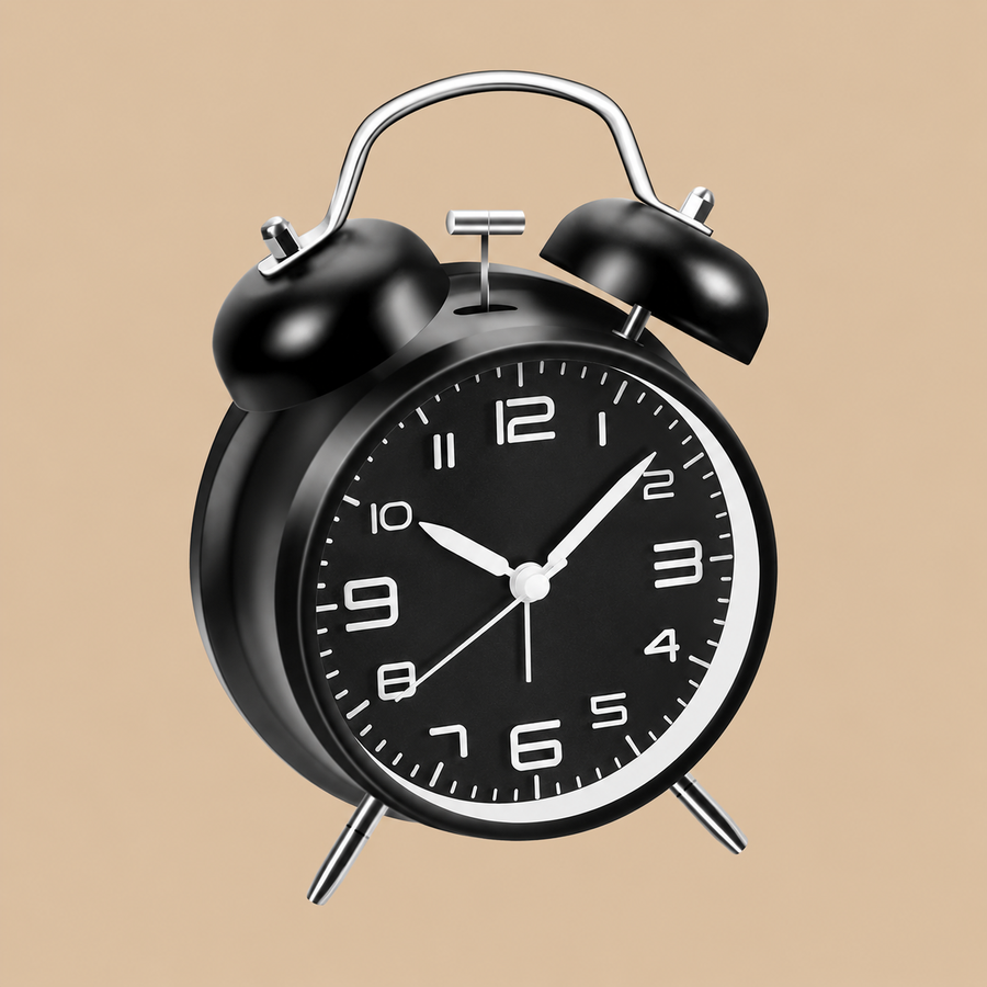 Azyh Black Retro Double Bell Alarm Clock with Night Light