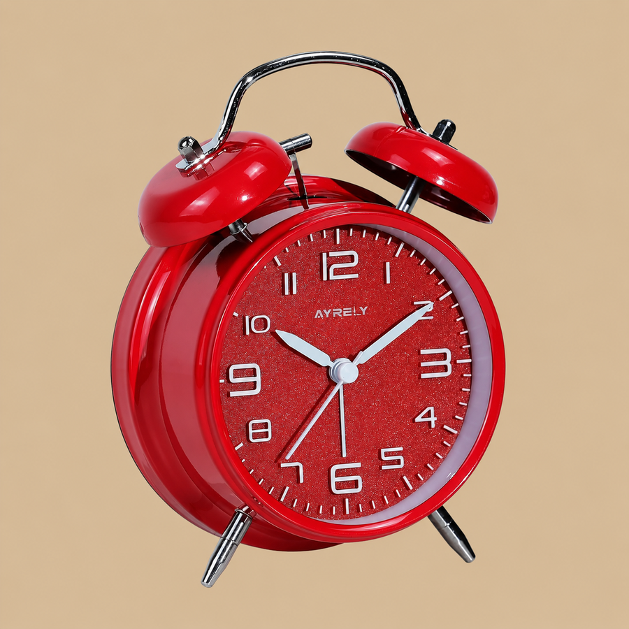 AYRELY Red Retro Twin Bell Alarm Clock – 4 Inch
