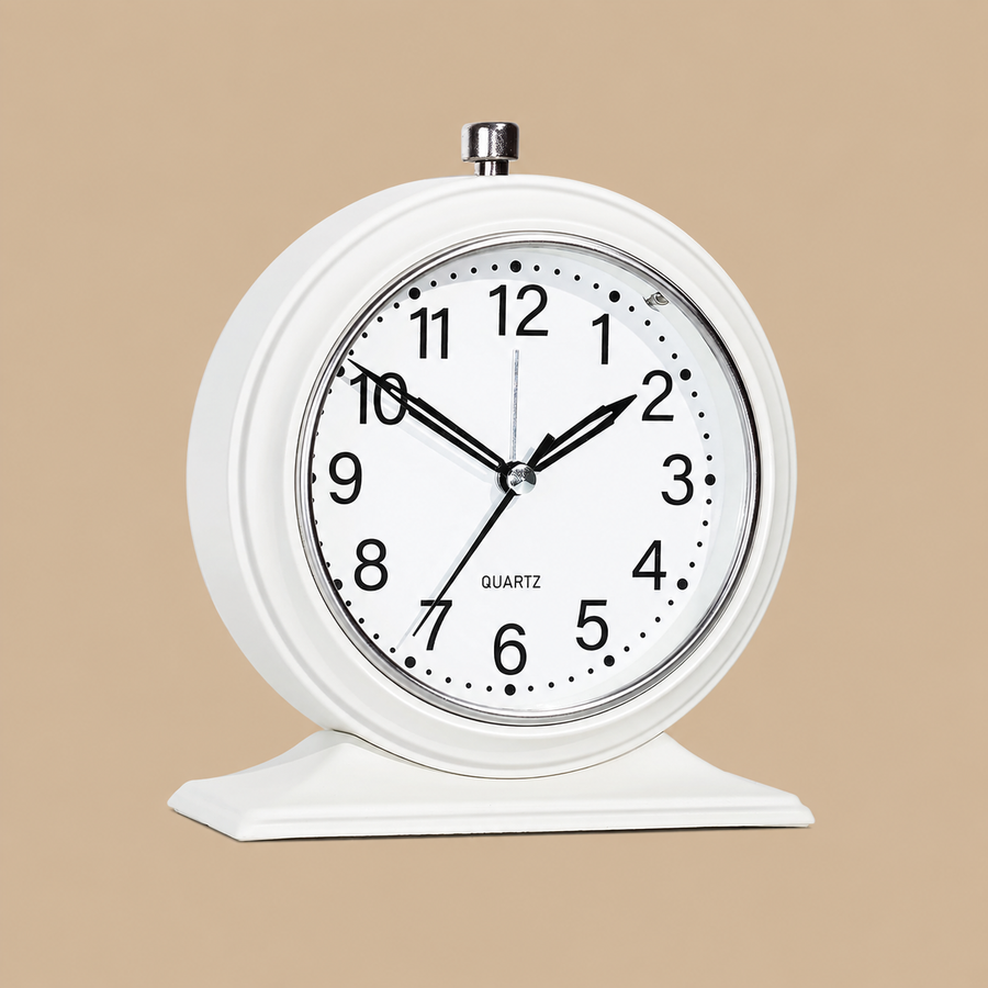 AYRELY White Vintage Analogue Alarm Clock – 4 Inch