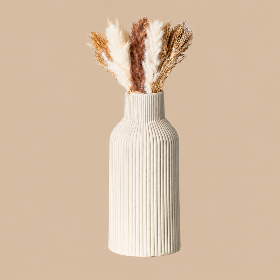 Beige Matte Ceramic Vase – 20cm