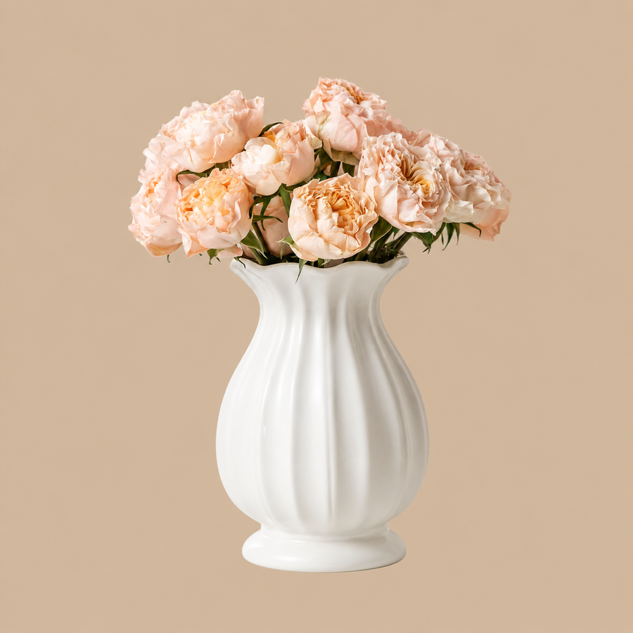White Ceramic Minimalist Flower Vase – 20cm