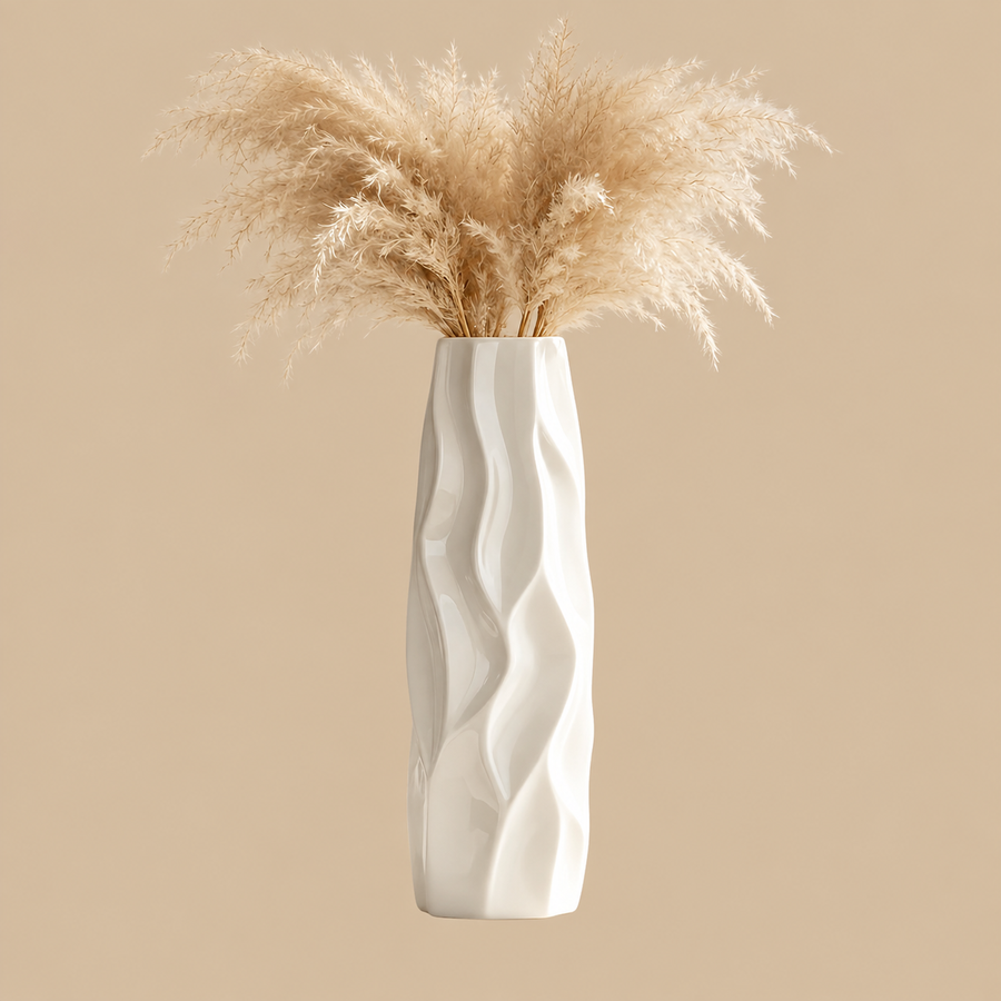 White Textured Ceramic Vase – 12 Inch