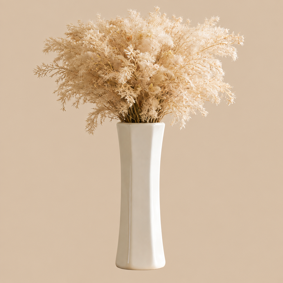 Modern White Textured Ceramic Vase – 12 Inch