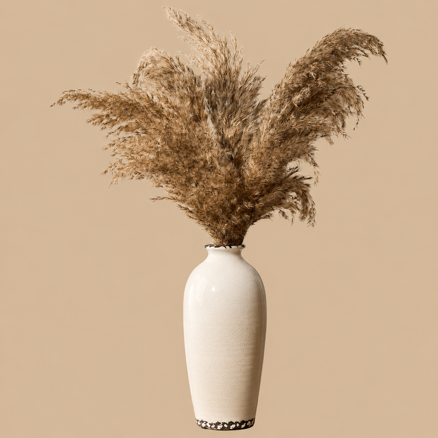 Ice Crackle Aged White Ceramic Vase – 7.87 Inch