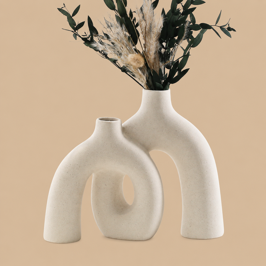 Anquephd Beige Nordic Boho Ceramic Vase