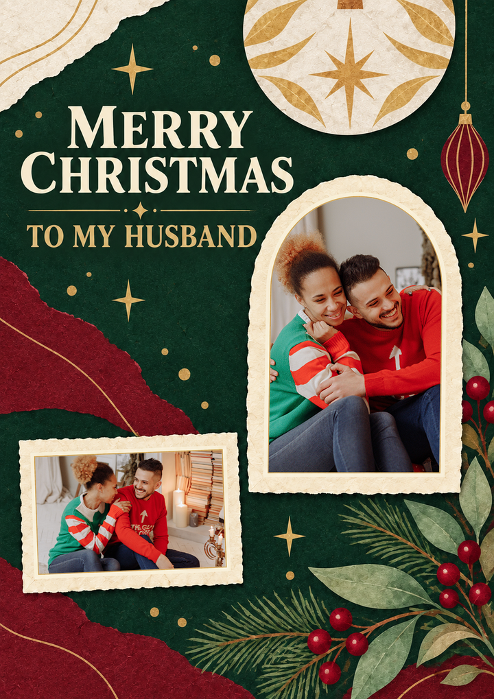 Merry Christmas To My Husband Photo Upload Christmas Card for Him
