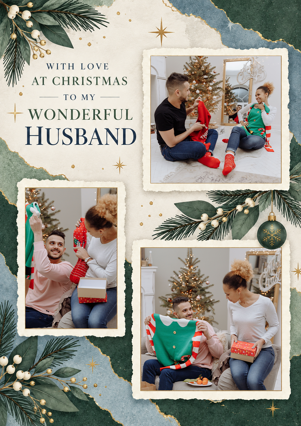With Love Wonderful Husband Photo Upload Christmas Card for Him