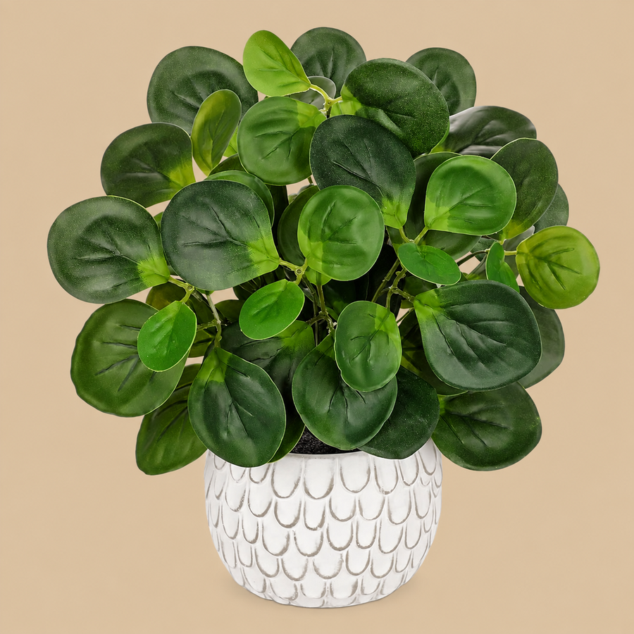 Artificial Grape Leaf Vine Plant  Green in Cement Pot – 33cm