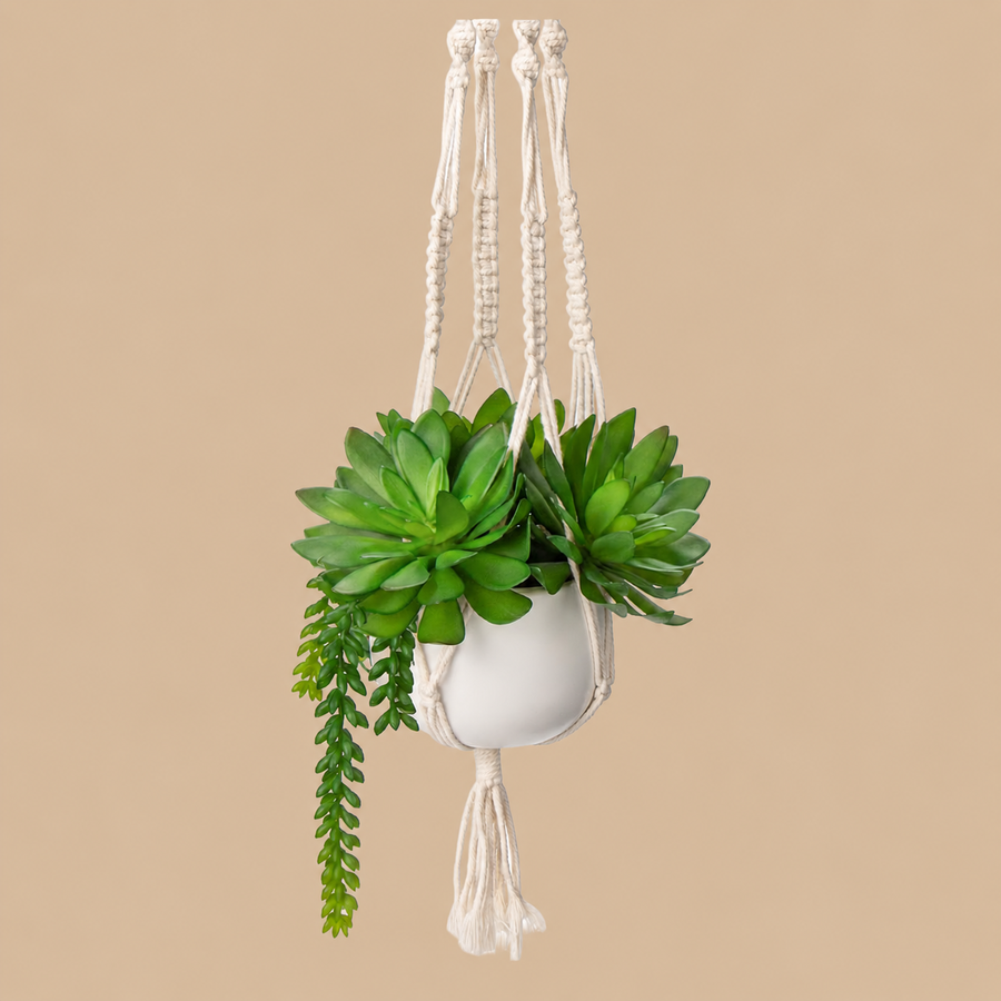Artificial Hanging Succulent Plant with Cotton Rope - Type 2