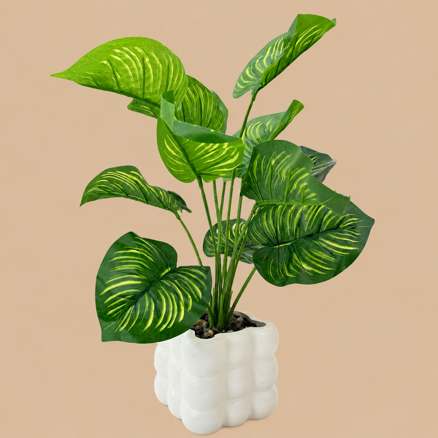Artificial Potted Plant in White Pot 35cm - Large