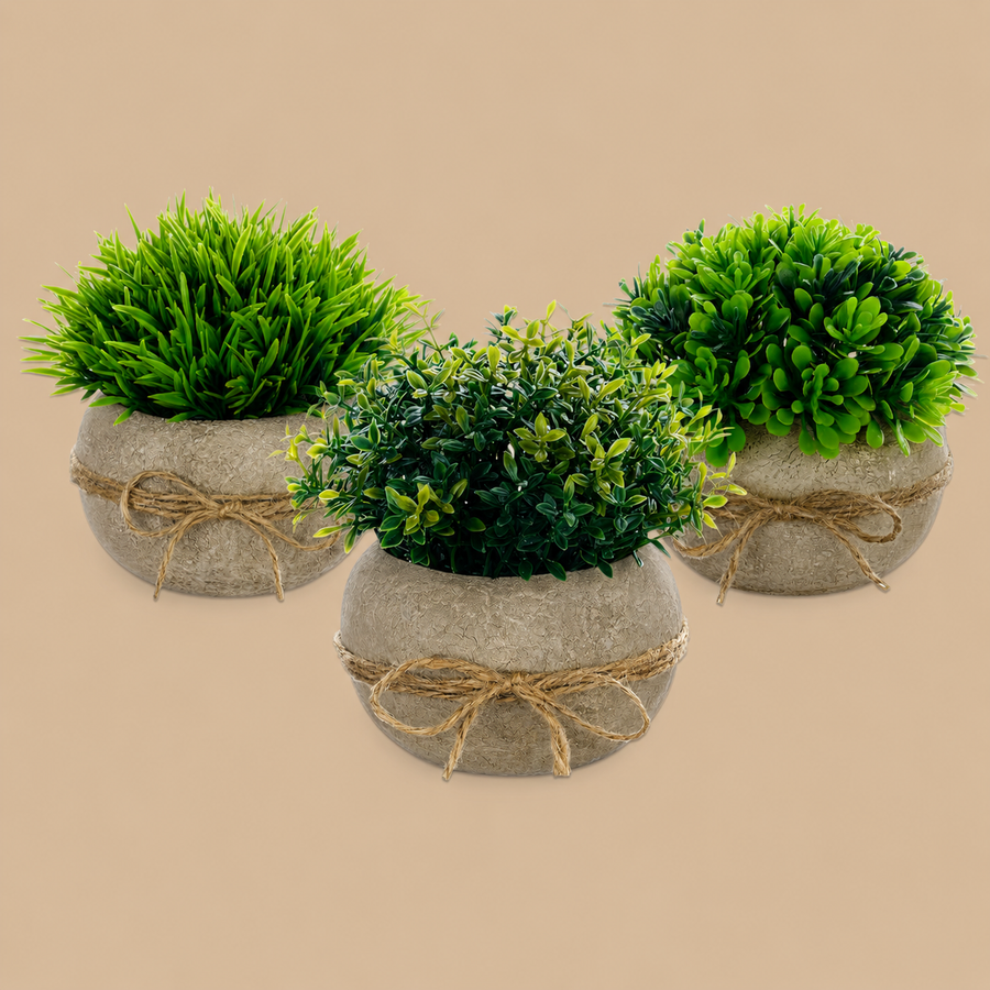 Mini Artificial Potted Plants – Set of 3
