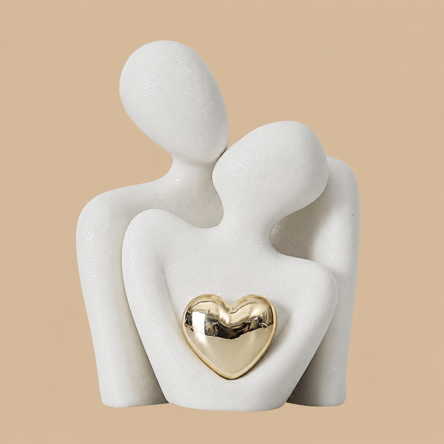 White Abstract Romantic Hug Couple Statue