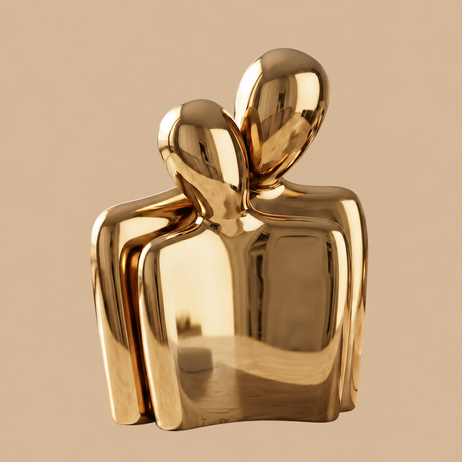 Modern Gold Abstract Couple Figurine Statue Set