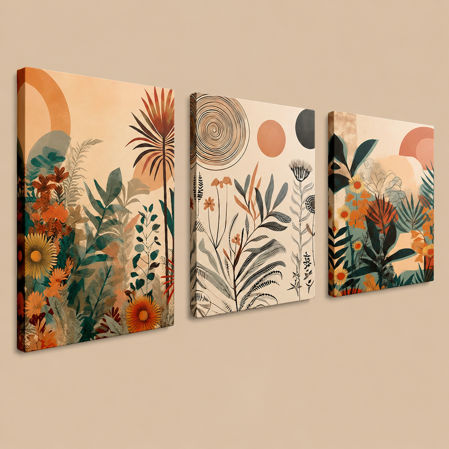 Boho Canvas Wall Art Prints – Set of 3 (H0096)