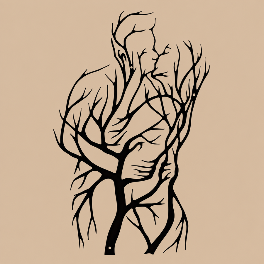Black Metal Couple Tree of Life Wall Art – 40 x 25cm