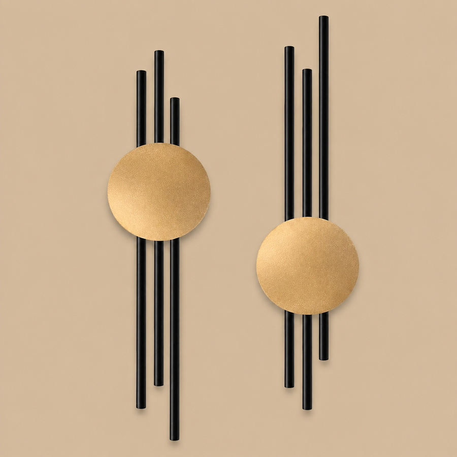 Black Gold Geometric Metal Wall Art – Set of 2