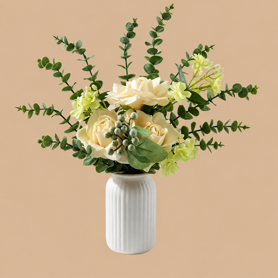 Champagne Artificial Silk Floral Arrangement with Vase