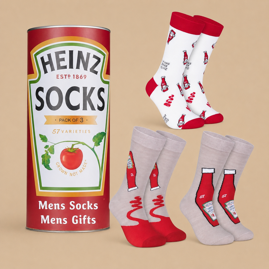 3 Pairs Ketchup Themed Crew Socks