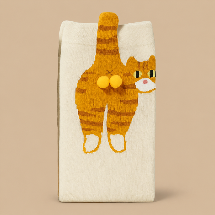 Cat Balls Cotton Socks - Ginger Cat