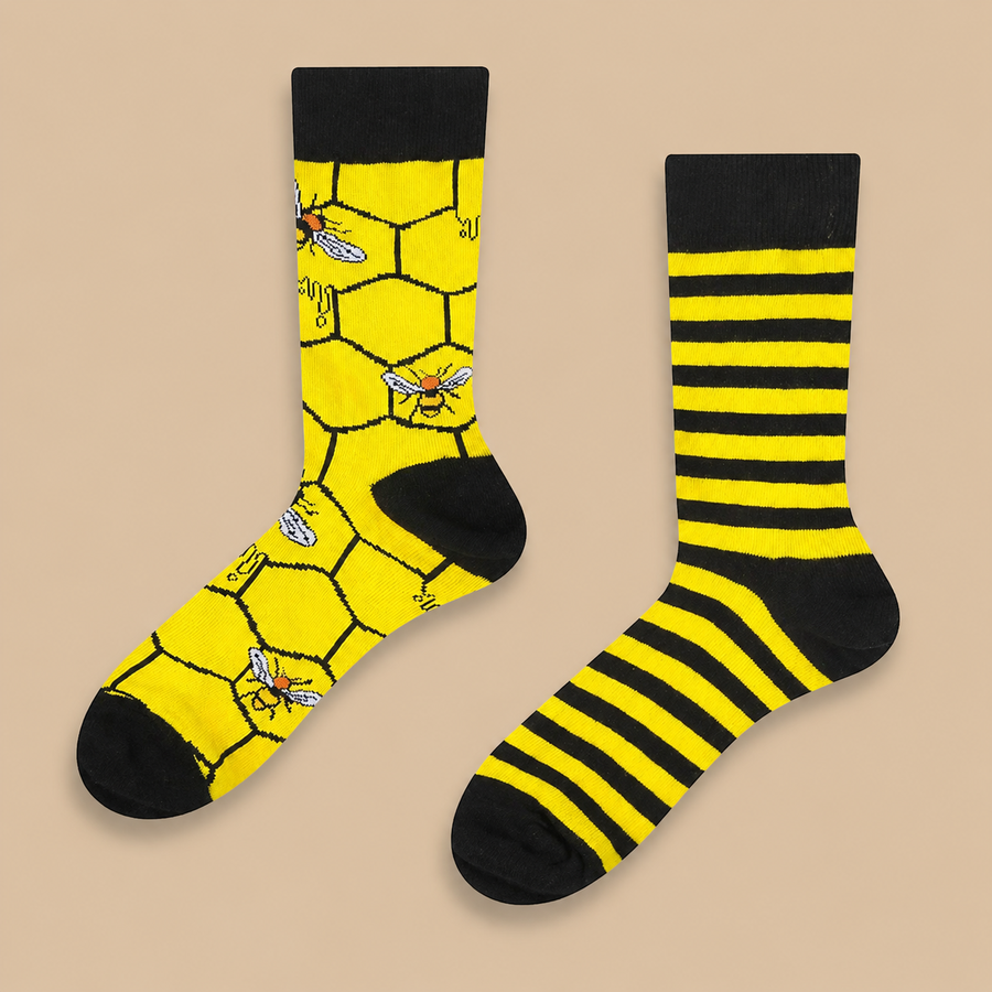 Bumblebee Themed Mismatched Style Socks