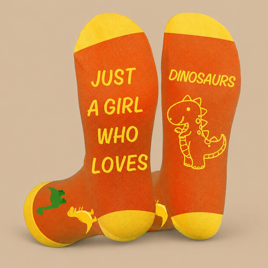 "JUST A GIRL WHO LOVES DINOS" Socks for Women